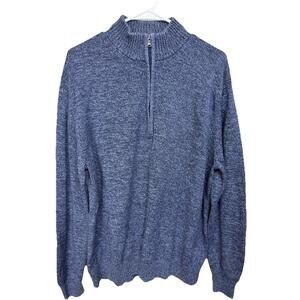 Izod Men's 1/4 Zip Cable Knit Pullover Sweater XL Blue Heavy Preppy Classic